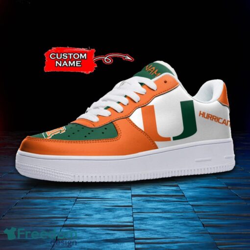 Miami Hurricanes NCAA AF1 Personalized Name Sneakers Air Force Shoes For Fans Product Photo 2