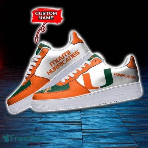 Miami Hurricanes NCAA AF1 Personalized Name Sneakers Air Force Shoes For Fans Product Photo 3