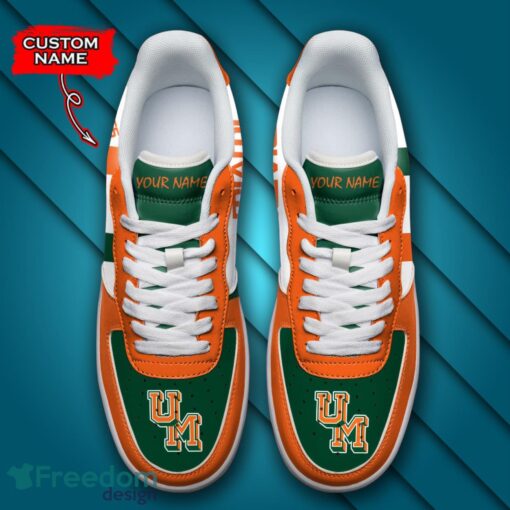 Miami Hurricanes NCAA AF1 Personalized Name Sneakers Air Force Shoes For Fans Product Photo 4