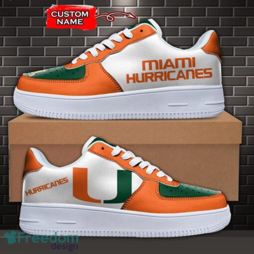 Miami Hurricanes NCAA AF1 Personalized Name Sneakers Air Force Shoes For Fans Product Photo 1