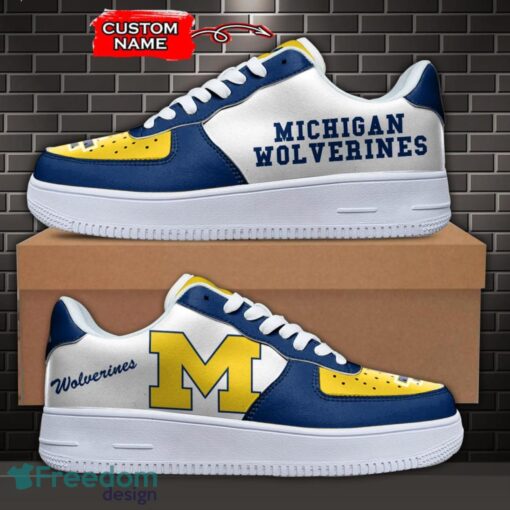 Michigan Wolverines NCAA AF1 Personalized Name Sneakers Air Force Shoes For Fans Product Photo 1