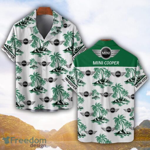 Mini Cooper Green Coconut Pattern Combo 3D Hawaiian Shirt And Shorts Product Photo 1