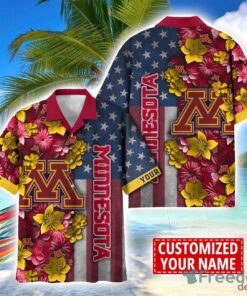 Minnesota Golden Gophers Custom name USA Flag 4th July Independence Day Hawaiian Shirt