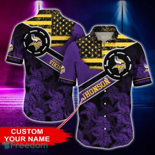 Minnesota Vikings Personalized Button Shirt NFL Hawaiian Shirt Custom Name Product Photo 1