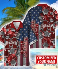 Mississippi State Bulldogs Custom name USA Flag 4th July Independence Day Hawaiian Shirt