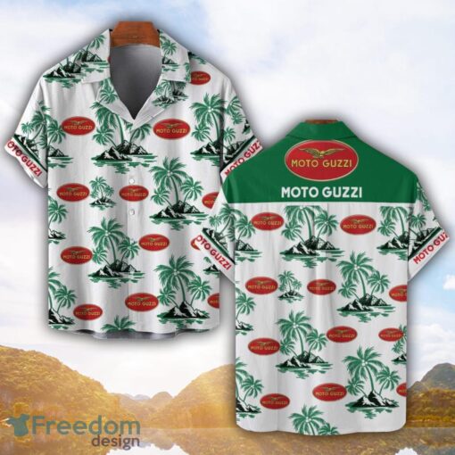 Moto Guzzi Green Coconut Pattern Combo 3D Hawaiian Shirt And Shorts Product Photo 1