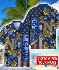 Navy Midshipmen Custom name USA Flag 4th July Independence Day Hawaiian Shirt