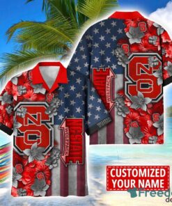 NC State Wolfpack Custom name USA Flag 4th July Independence Day Hawaiian Shirt