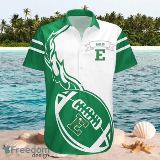 NCAA Eastern Michigan Eagles Logo Design Flame Ball White Green Shirt Hawaiian Shirt Product Photo 1