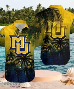 NCAA Marquette Golden Eagles Logo Design Coconut Tree Yellow Shirt Hawaiian Shirt