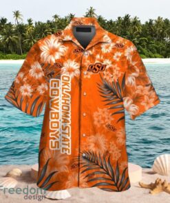 NCAA Oklahoma State Cowboys Logo Design Orange Flowers Shirt Hawaiian Shirt