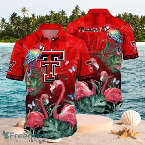 NCAA Texas Tech Red Raiders Logo Design Flamingo Red Shirt Hawaiian Shirt Product Photo 1