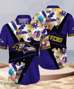 NFL Baltimore Ravens Logo Design Tropical  Violet Shirt Tropical Hawaiian Shirt