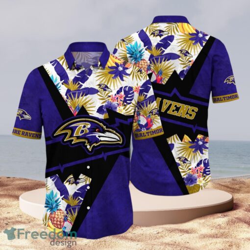 NFL Baltimore Ravens Logo Design Tropical Violet Shirt Tropical Hawaiian Shirt Product Photo 1