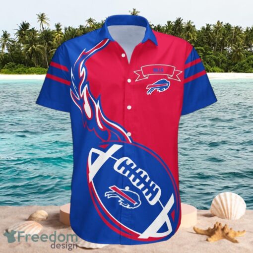 NFL Buffalo Bills Logo Design Flame Ball Red Blue Shirt Hawaii Shirt Flame Ball Product Photo 1