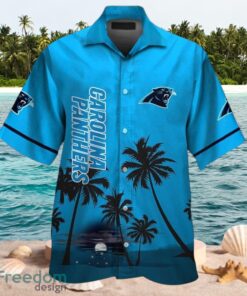 NFL Carolina Panthers Logo Design Tropical Blue Shirt Hawaiian Shirt