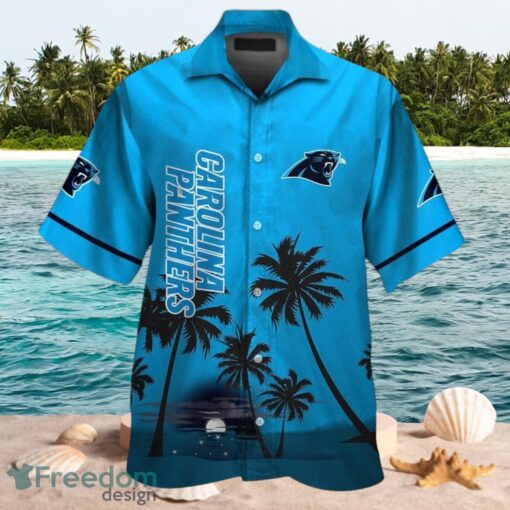 NFL Carolina Panthers Logo Design Tropical Blue Shirt Hawaiian Shirt Product Photo 1