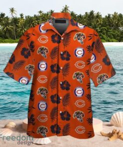 NFL Chicago Bears Logo Design Tropical Orange Shirt Hawaiian Shirt