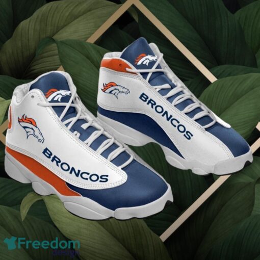 NFL Denver Broncos Logo Design White Blue Shoes Gift For Fans Air Jordan 13 Product Photo 1