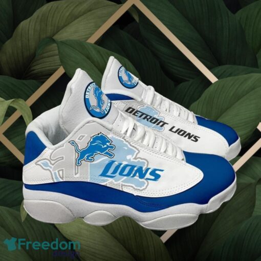 NFL Detroit Lions Logo Design White Blue Shoes Gift For Fans Air Jordan 13 Product Photo 1