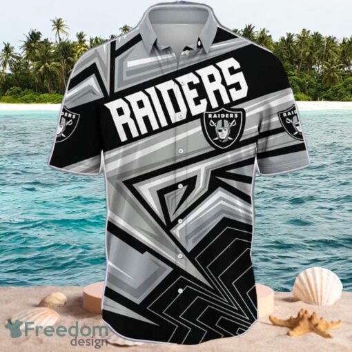 NFL Las Vegas Raiders Logo Design Grey Shirt Hawaiian Shirt Product Photo 1