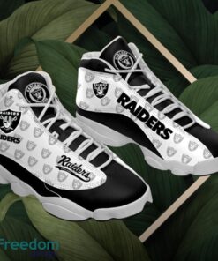 NFL Las Vegas Raiders Logo Design White Black Shoes Gift For Fans Air Jordan 13