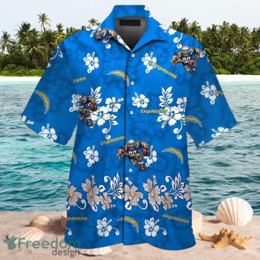 NFL Los Angeles Chargers Logo Design Tropical Blue Shirt Hawaiian Shirt Product Photo 1