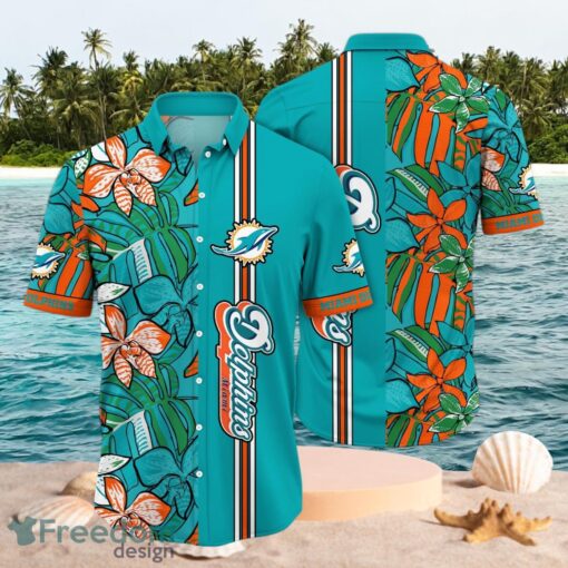 NFL Miami Dolphins Logo Design Getaways Tropical Shirt Hawaiian Shirt Product Photo 1