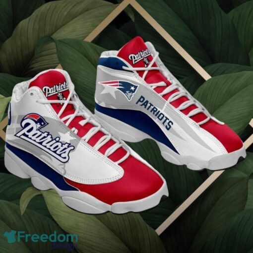 NFL New Englang Patriots Logo Design White Red Shoes Gift For Fans Air Jordan 13 Product Photo 1