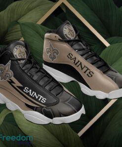 NFL New Orleans Saints Logo Design Black Brown Shoes Gift For Fans Air Jordan 13