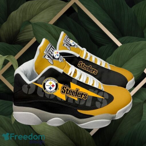 NFL Pittsburgh Steelers Logo Design Black Yellow Shoes Gift For Fans Air Jordan 13 Product Photo 1