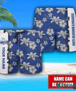 North Melbourne Kangaroos Flower Tropical Hawaiian Shirt And Shorts Custom Name For Fans Summer Outfit Product Photo 2