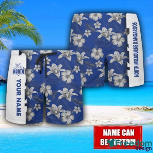 North Melbourne Kangaroos Flower Tropical Hawaiian Shirt And Shorts Custom Name For Fans Summer Outfit Product Photo 2