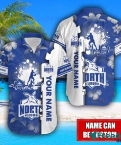 North Melbourne Kangaroos Flower Tropical Hawaiian Shirt And Shorts Custom Name For Fans Summer Outfit Product Photo 3