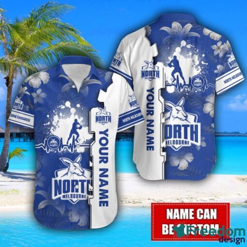 North Melbourne Kangaroos Flower Tropical Hawaiian Shirt And Shorts Custom Name For Fans Summer Outfit Product Photo 3