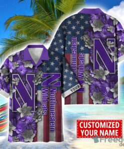 Northwestern Wildcats Custom name USA Flag 4th July Independence Day Hawaiian Shirt