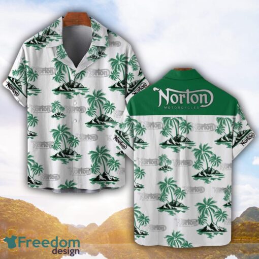 Norton Motorcycles Green Coconut Pattern Combo 3D Hawaiian Shirt And Shorts Product Photo 1