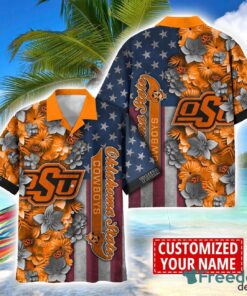 Oklahoma State Cowboys Custom name USA Flag 4th July Independence Day Hawaiian Shirt