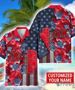 Ole Miss Rebels Custom name USA Flag 4th July Independence Day Hawaiian Shirt