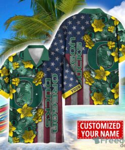 Oregon Ducks Custom name USA Flag 4th July Independence Day Hawaiian Shirt