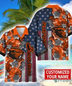 Oregon State Beavers Custom name USA Flag 4th July Independence Day Hawaiian Shirt