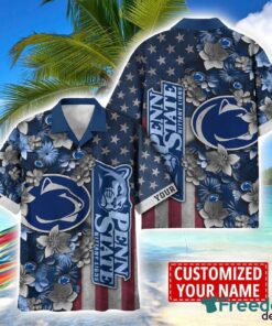 Penn State Nittany Lions Custom name USA Flag 4th July Independence Day Hawaiian Shirt