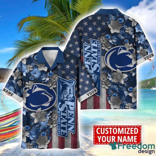 Penn State Nittany Lions Custom name USA Flag 4th July Independence Day Hawaiian Shirt Product Photo 1