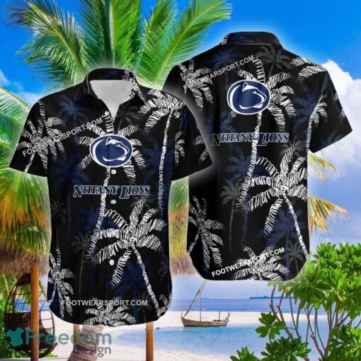 Penn State Nittany Lions Hawaiian Shirt Coconut Tree Vintage For Beach - NCAA Penn State Nittany Lions 3D Hawaiian Shirt Coconut Tree_2