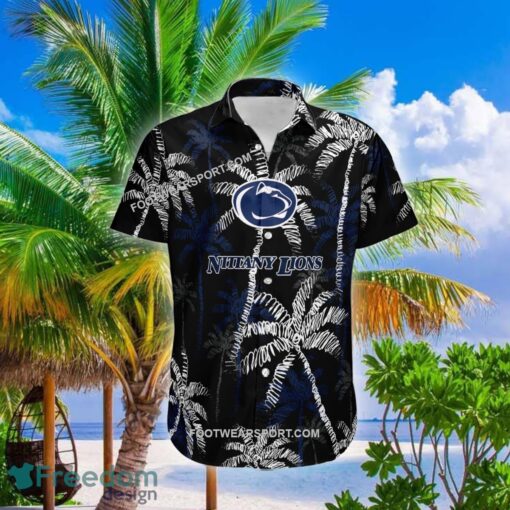 Penn State Nittany Lions Hawaiian Shirt Coconut Tree Vintage For Beach - NCAA Penn State Nittany Lions 3D Hawaiian Shirt Coconut Tree_1