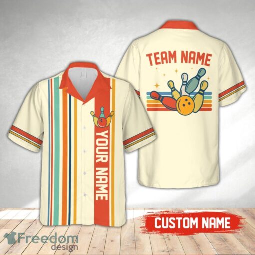 Personalized Retro Bowling Hawaiian Shirt, Custom Name Bowler Button Down Shirt Product Photo 1