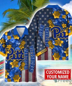 Pittsburgh Panthers Custom name USA Flag 4th July Independence Day Hawaiian Shirt