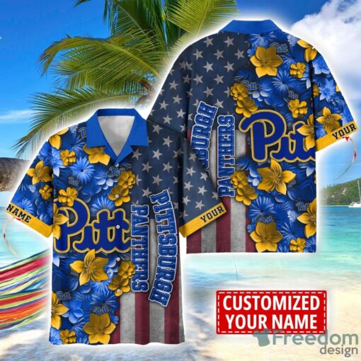 Pittsburgh Panthers Custom name USA Flag 4th July Independence Day Hawaiian Shirt Product Photo 1