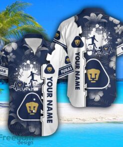 Pumas UNAM Hawaiian Shirt And Beach Shorts Flower Pattern Custom Name For Fans Product Photo 2