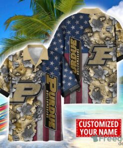 Purdue Boilermakers Custom name USA Flag 4th July Independence Day Hawaiian Shirt